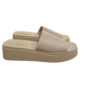 CUSHIONAIRE Women's Pim Platform‎ Sandal KNIT with Memory Foam SZ 10 Taupe Weave